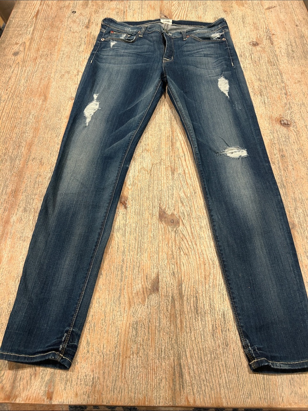 Hudson Jeans Women's Straight Leg Distressed Dark Blue